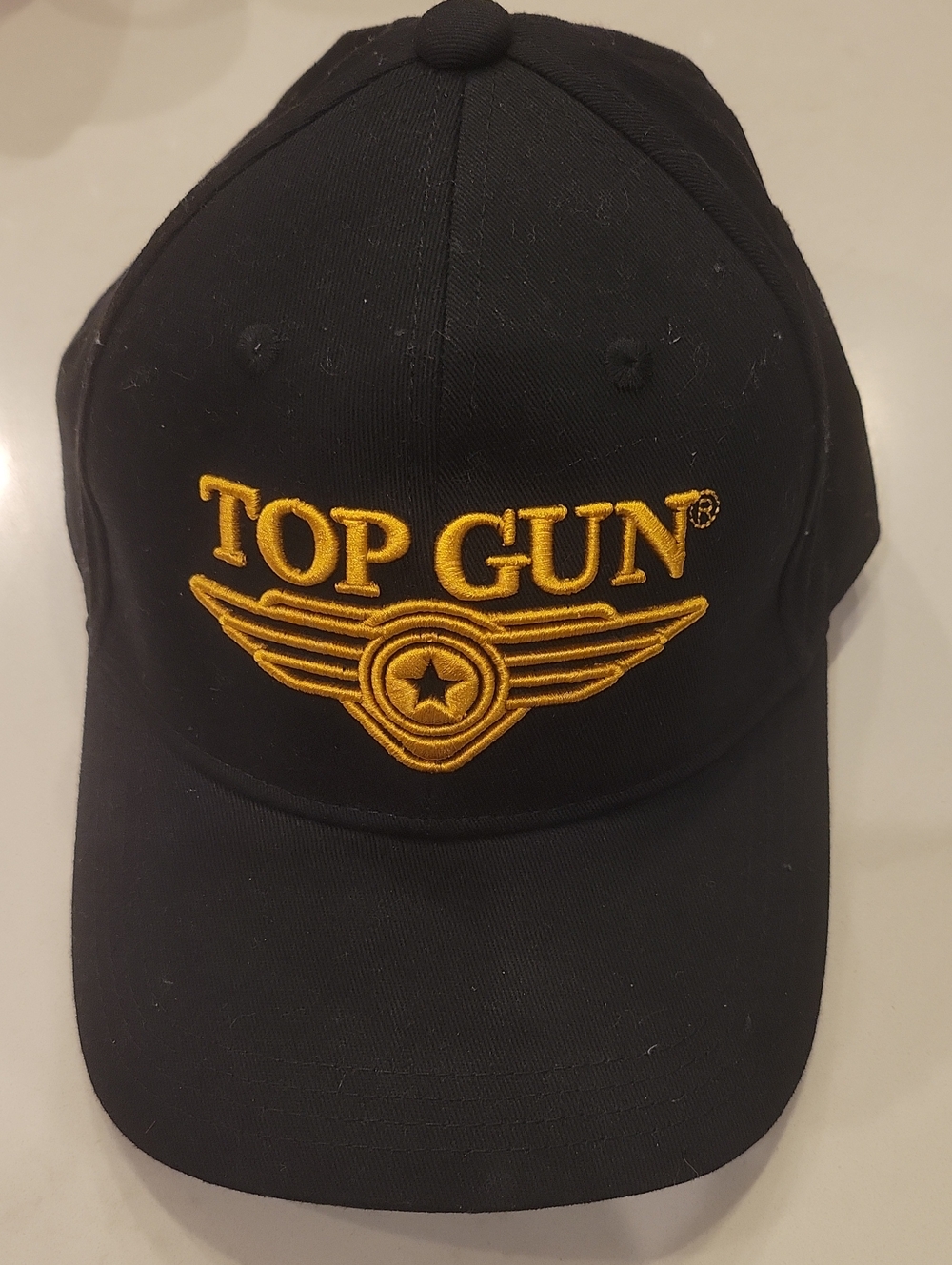 Top Gun Embroidered Baseball Cap - Black with Gold Logo